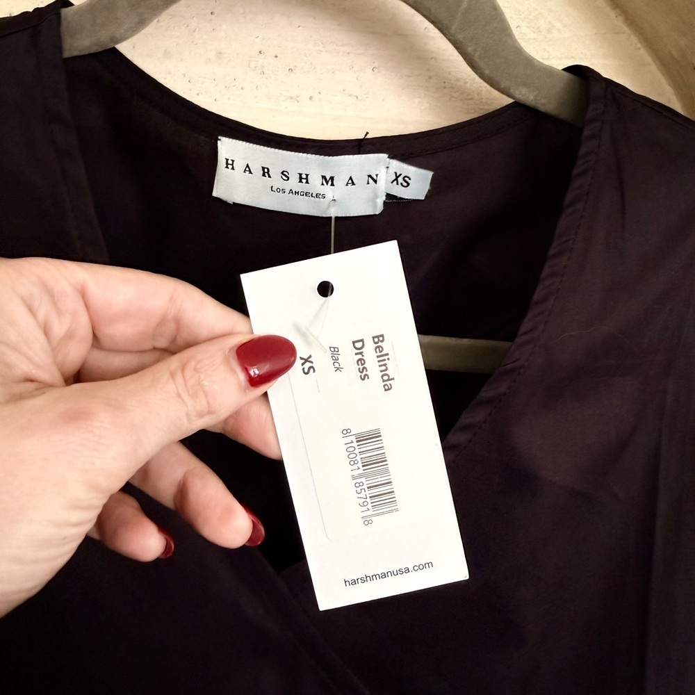 NWT Harshman Belinda Black Midi Dress Oversized XS - Picture 7 of 7
